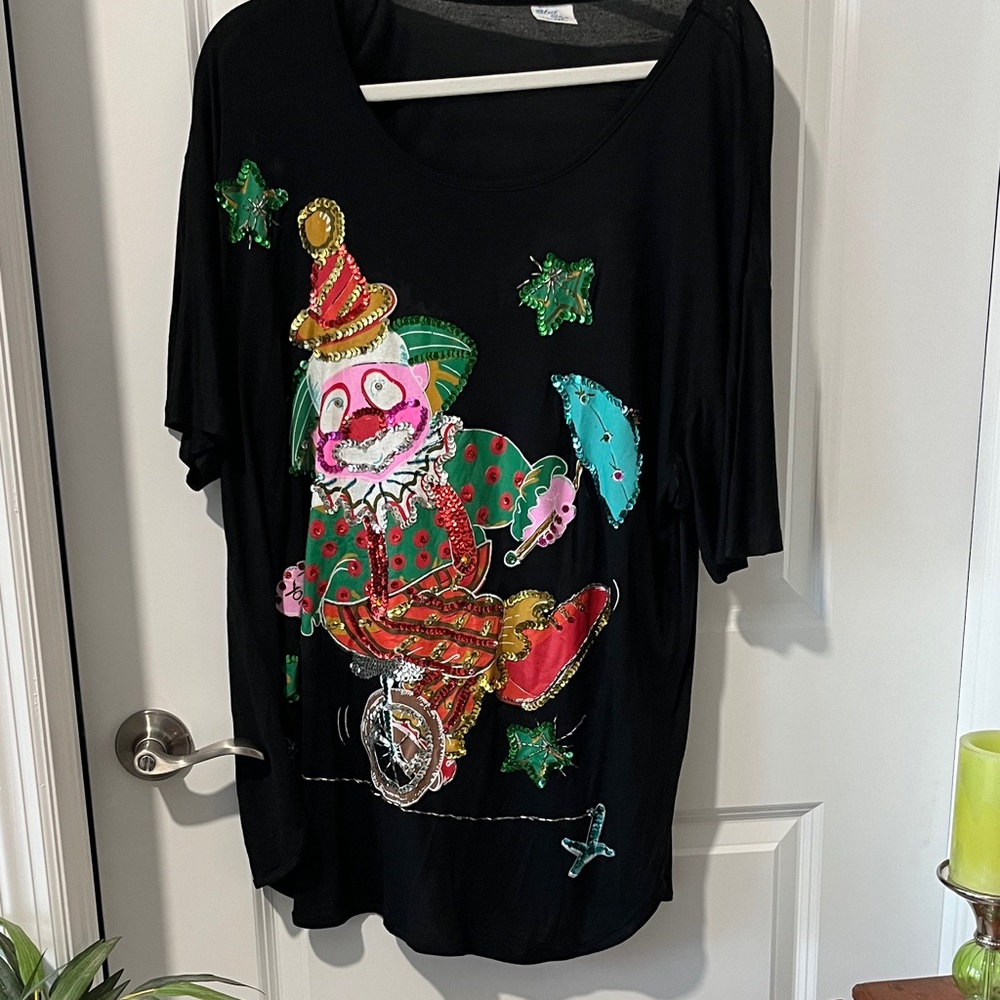 Blue Sky Vintage Handpainted/Sequins Clown OSFA Wearable Art Unisex